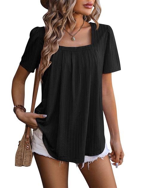 Shibever Summer Tops For Women Casual Short Sleeve Shirts Loose Fit