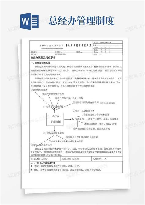 方便的总经办职能及岗位职责word模板免费下载 编号1pna2jqwg 图精灵