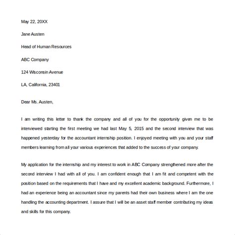 Free Sample Thank You Letter After Second Interview In Pdf Ms Word