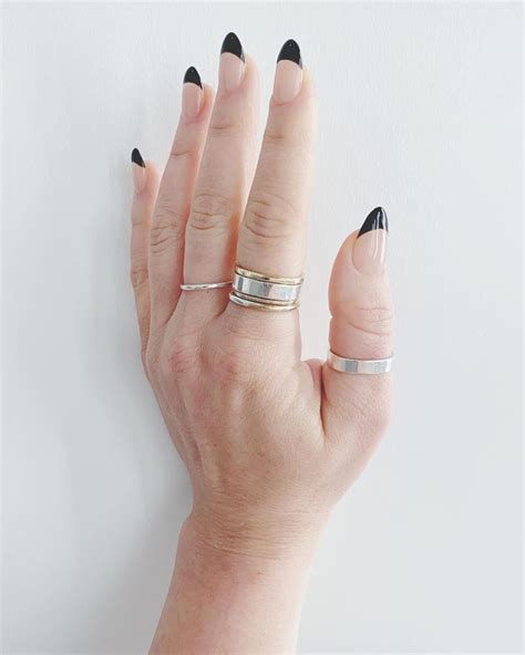 Nude And Black Nails Black Nails Nails Nail Art