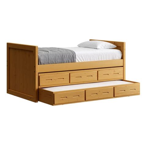 Solid Wood Captain Bed Panel Design 3 Drawers Trundle Bed 3939