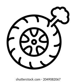 Flat Tyre Icon Puncture Tyre Deflated Stock Vector Royalty Free