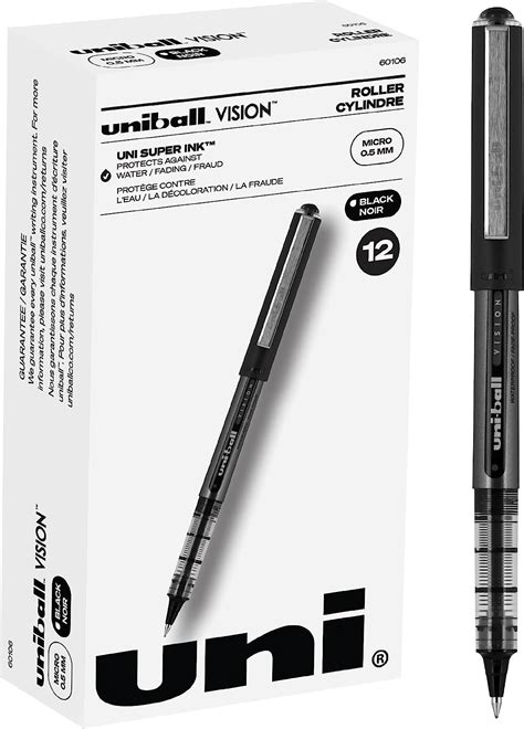 Canetas esferográficas Uniball Vision pacote 12 canetas pretas