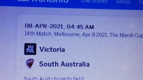 LIVE Victoria Vs South Australia YouTube