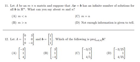 Solved 11 Let A Be An Mxn Matrix And Suppose That Ac B