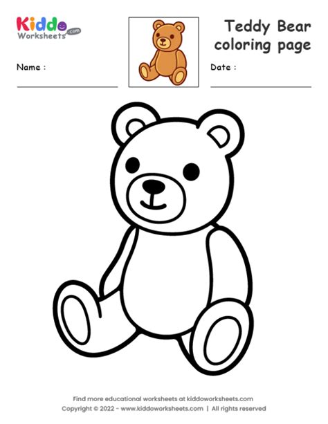 Free Printable Teddy Bear Coloring Page Worksheet Kiddoworksheets