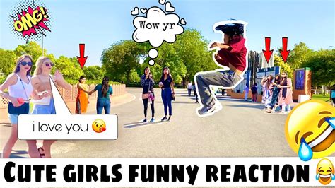 Cute Girls Reaction 😍 Flip With Cute Girls Funny 🤣reaction Stunt