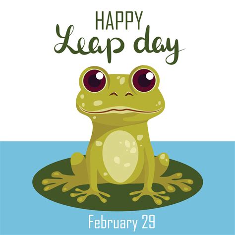 Happy Leap Day Leap Year 29 February Calendar Page With Cute Frog