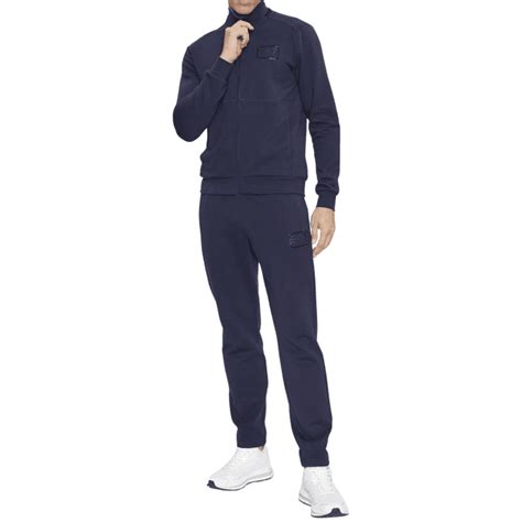 Emporio Armani Ea7 Rubber Logo Zip Up Funnel Neck Navy Tracksuit