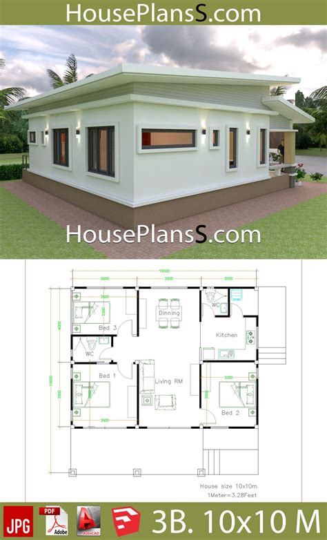 House Design Plans 10x10 With 3 Bedrooms Full Interior House Plans Sam 784