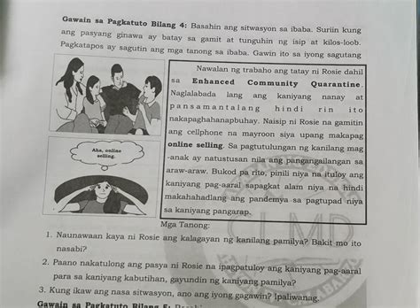 Gawain Sa Pagkatuto Bilang Basahin Ang Sitwasyon Sa Ibaba Suriin