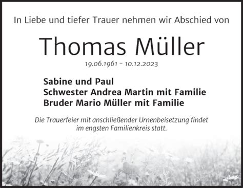 Traueranzeigen Von Thomas M Ller Abschied Nehmen De