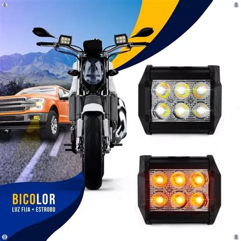 Par Faro 6 Led Dually Bicolor Luz Fija Estrobo Blanco Ámbar MercadoLibre