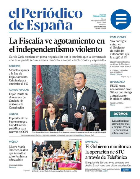 Portada De El Peri Dico De Espa A Del Viernes De Septiembre Del