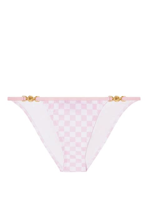 Versace Medusa Checked Bikini Bottoms Pink Farfetch