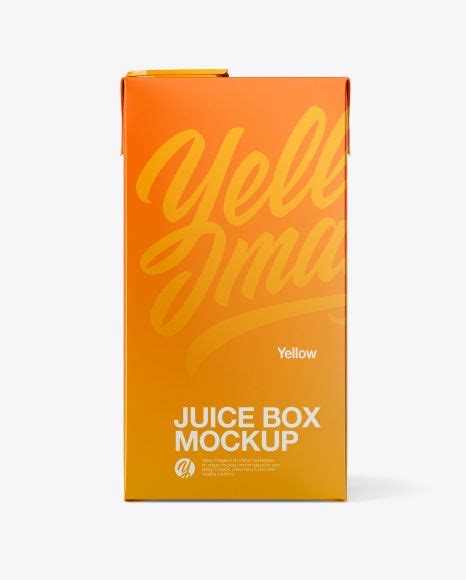 Juice Box Mockup Front View On Yellow Images Object Mockups Free