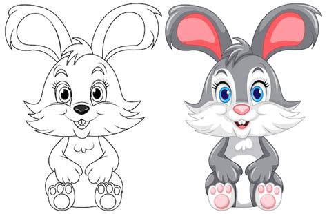 Free Vector Coloring Page Outline Of Cute Rabbit