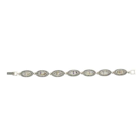 Blue John Bracelet Slim Oval Link Marcasite Silver | Marcasite, Link ...