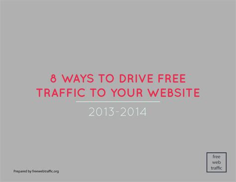 Digital Pamphlet 8 Ways To Drive Free Traffic To Your Website