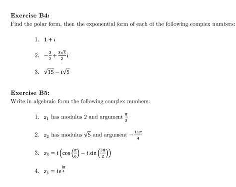 Solved Exercise B4: Find the polar form, then the | Chegg.com