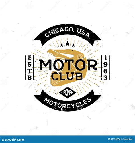 Vintage Template Of Emblem Of Motor Club With Helmet In The Middle