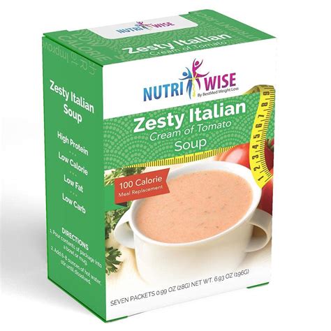 Nutriwise Zesty Italian Meal Replacement Protein Soup 7 Box Healthy Nutritious