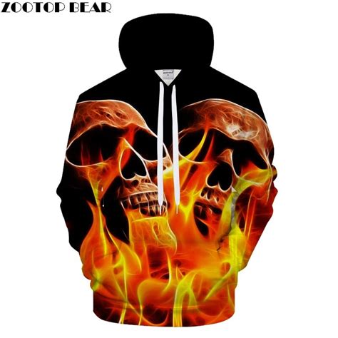 Buy 2018 New Fireandskull 3ddigital Print Hoodies Men