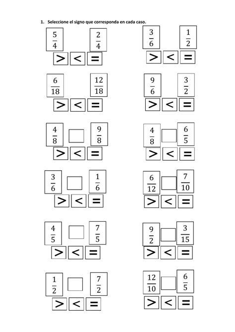 Ejercicios Comparación De Fracciones 6 Primaria Pdf Sujeto