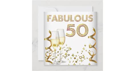 50 Fabulous Gold Champagne Birthday Party Invitation Zazzle