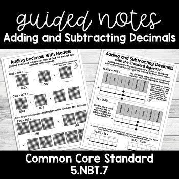 Adding And Subtracting Decimals GUIDED MATH NOTES TpT