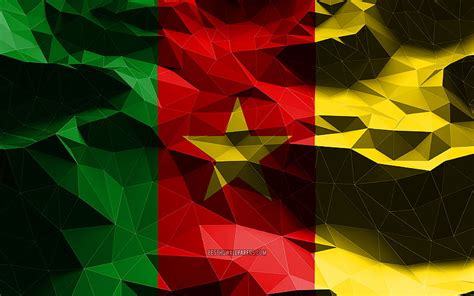 Bandera De Camerún Low Poly Art Países Africanos Símbolos Nacionales Bandera De Camerún