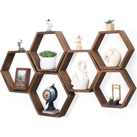 NORCEESAN Lot de 3 étagères hexagonales flottantes Montage Mural en