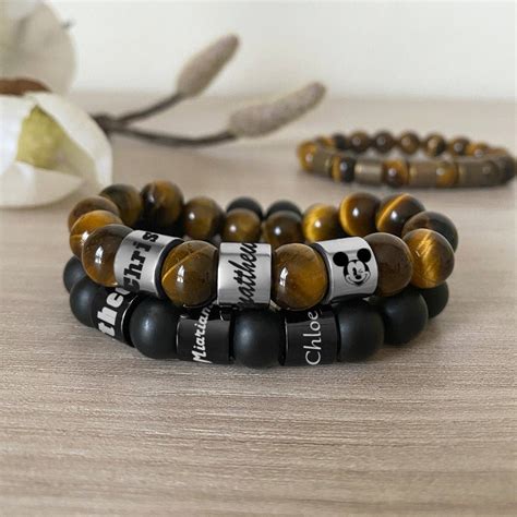 Custom Mens Bracelet Custom Beads Name Bracelet Custom Men Etsy