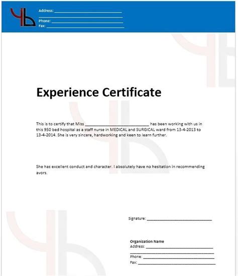 10 Experience Certificate Formats Free Printable Word For