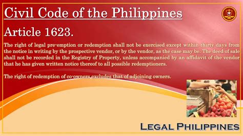 Civil Code Of The Philippines Article 1623 YouTube