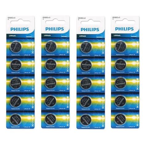 Kit 4 Cartelas Pilhas Baterias Cr2032 3V Philips Placa Mãe Barão Das