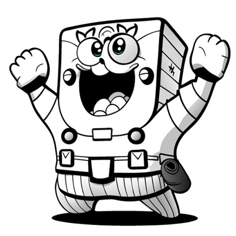 Spongebob Squarepants Black And White Kids Coloring Page 2 Inspire Uplift