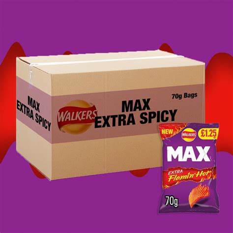 15x Walkers Max Extra Flamin Hot 70g Snack Saver
