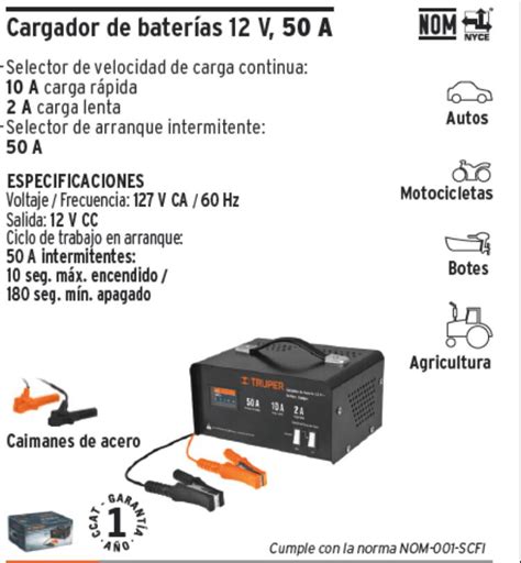 Cargador Iniciador Para Baterías De 50 Amp 12v Truper13027