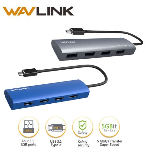 Buy Hot Wavlink Usb 3 1 Type C Hub 4 Port Usb 3 0 Hub Adapter Aluminum Body