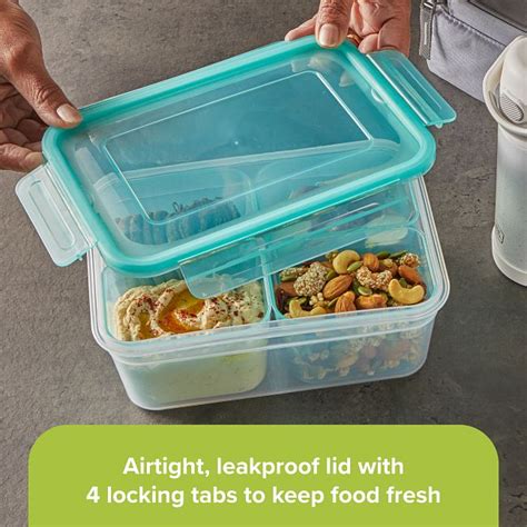 Meal Prep Divided 85 Cup Rectangle Storage Container 4 Section