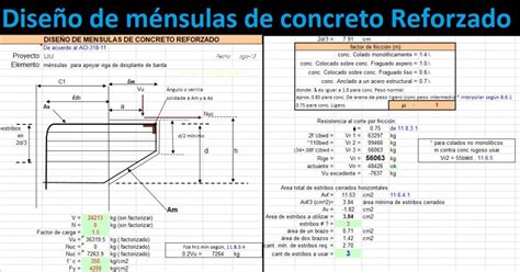 Diseño De Ménsulas De Concreto Planilla Excel Ingecivil