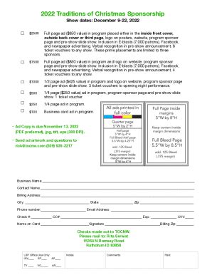 Fillable Online Toc Show Sponsorship Form Fax Email Print Pdffiller