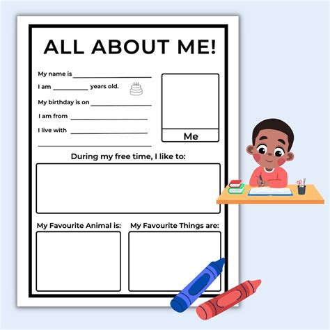 All About Me Worksheet for Children, Kids Printable, Digital Download ...