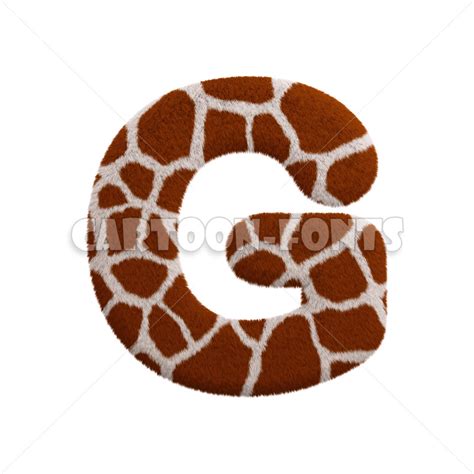 Giraffe Fur Letter G 3d Uppercase Font Against White Background