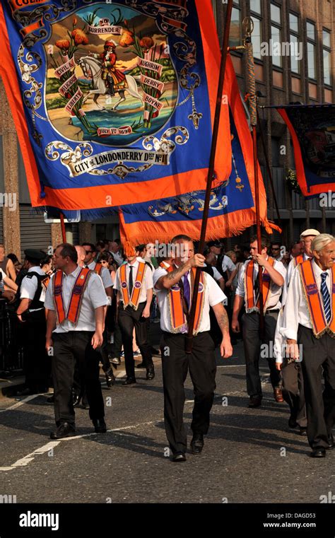 Orangemen Carrying Banner At Parade Hi Res Stock Photography And Images