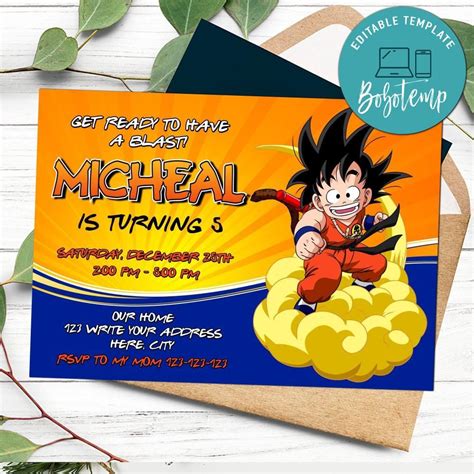 Baby Goku Invitation Customizable Template DIY | Bobotemp