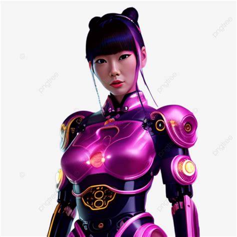 Beautiful Pink Ai Generated Cyborg Metallic Robot Scifi Avatar