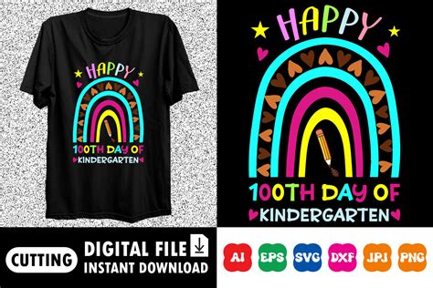 100th Day of Kindergarten Shirt Design Graphic by Vision Art · Creative ...