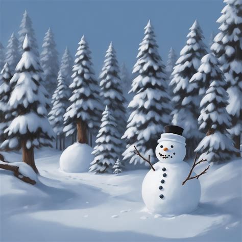 Premium Ai Image Winter Landscape Illustration